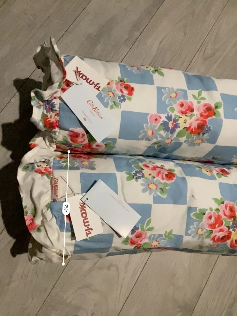 Cath Kidston Blue and White Check Floral Ruffle Accent Pillow Set